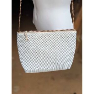 Whiting & Davis White Metal Mesh Shoulder Bag Vintage Chain Strap Evening Purse